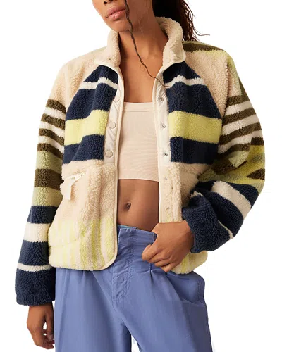 Free People Rocky Ridge Fleece Jacket In Fieldling Stripe Combo