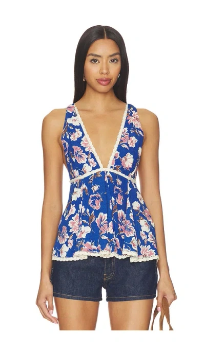 Free People Rome Printed Tank In Blue