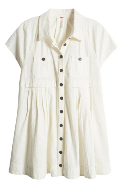 Free People Ronnie Cotton Poplin Mini Shirtdress In White