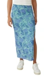 Free People Rosalie Floral Print Mesh Skirt In Teal Combo Rosalie