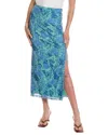 Free People Rosalie Floral Print Mesh Skirt In Blue