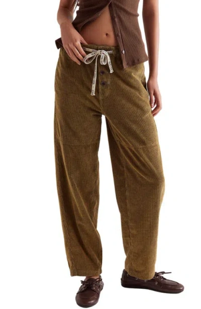 Free People Roscoe Barrel Leg Cotton Corduroy Pants In Bermuda