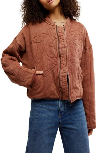 Free People Rose Front Zip Jacket In Brown