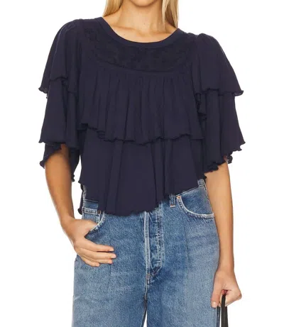 FREE PEOPLE ROSE PARTY TEE IN PEACOAT