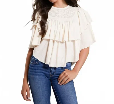 Free People Rose Party Tiered Top In Sugar Swizzle In White
