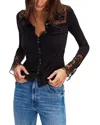 Free People Rosebud Cuff Long Sleeve T-shirt In Black