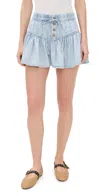 Free People Roselle Drawstring Denim Miniskirt