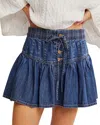 Free People X We The Free Roselle Denim Mini Skirt In High Tide