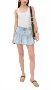 Free People Roselle Drawstring Denim Miniskirt In Blue