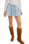 Free People Roselle Drawstring Denim Miniskirt In Going Steady