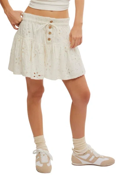 Free People Roselle Eyelet Tie Waist Miniskirt In Ivory
