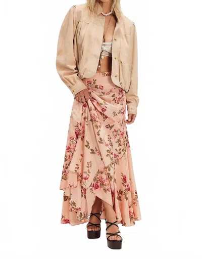 FREE PEOPLE ROWAN MAXI SKIRT IN FLORAL MAUVE