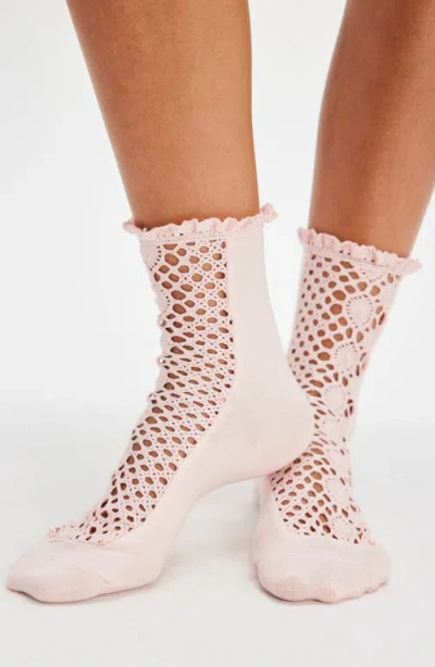 Free People Rubies Crochet Inset Crew Socks In White