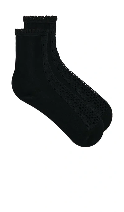 Free People Rubies Crochet Socks In Black