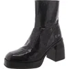 Free People Ruby Shine Womens Patent Leather Block Heel Ankle Boots In Black