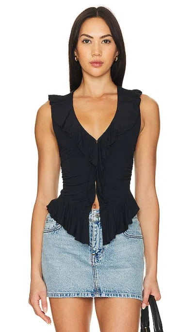 Free People Ruffle Me Away Tank In Black