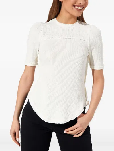 Free People Ruffled Short-sleeve T-shirt In Neutral