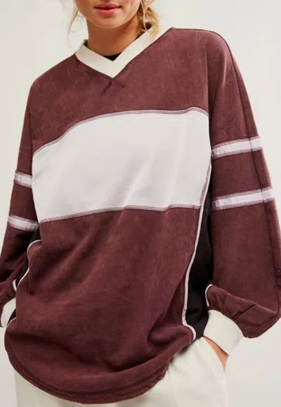 Free People Rugby Ready Layer Top In Dark Espresso Combo In Brown