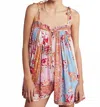 Free People Rule The World Romper In Pink Multi In Red