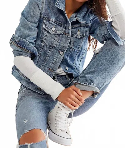 Free People Rumors Denim Jacket In Light Indigo In Blue