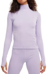 Free People Run Around Seamless Turtleneck Knit Top In Purple