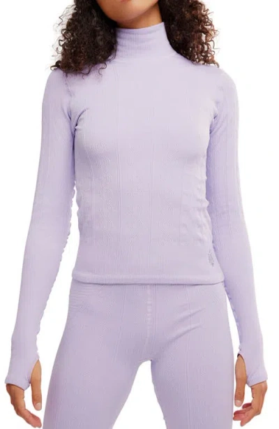 Free People Run Around Seamless Turtleneck Knit Top In Purple