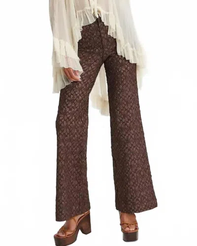 Free People Runaway Floral Flare Pants In French Chocolate In Brown