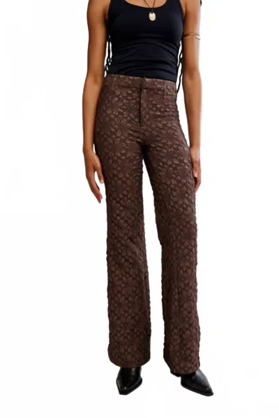 Free People Runaway Floral Flare Pants In French Chocolate In Brown