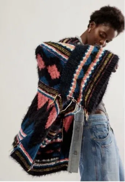Pre-owned Free People Running Wild Poncho Xs/s In Multicolor