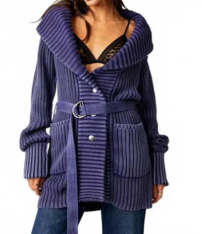 Free People Ryanne Long Haul Cardigan In Navy In Blue
