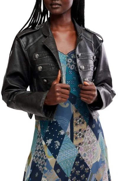 Free People Ryland Faux Leather Band Jacket In Black
