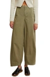 Free People Rylee Wide Leg Chinos In Crystral Kelp