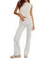 Free People Sabine Belted Slim Bootcut Jeans In White