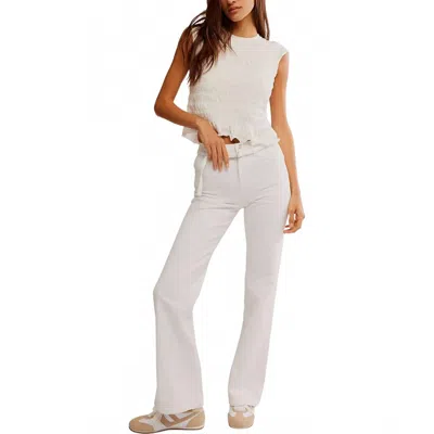 Free People Sabine Belted Slim Bootcut Jeans In Optic White