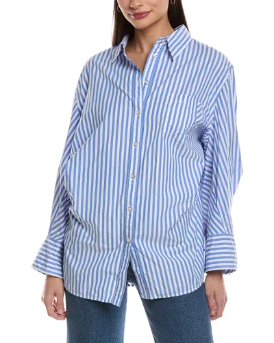 Free People Sabine Tailored Stripe Shirt In Blue