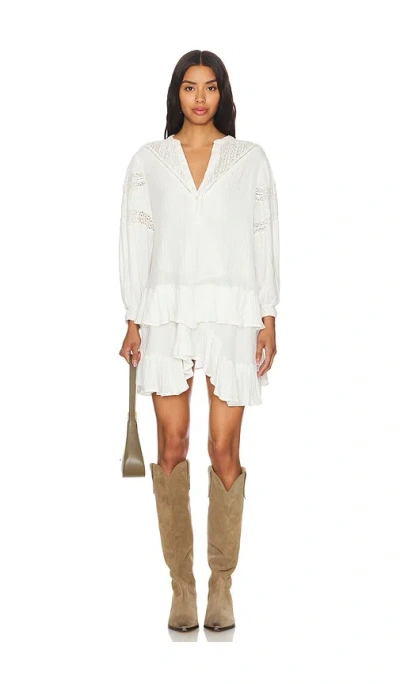 Free People Sachi Long Sleeve Ruffle Minidress In Ivory