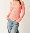 FREE PEOPLE SAIL AWAY LONG SLEEVE TEE IN FLUORESCENT CORAL