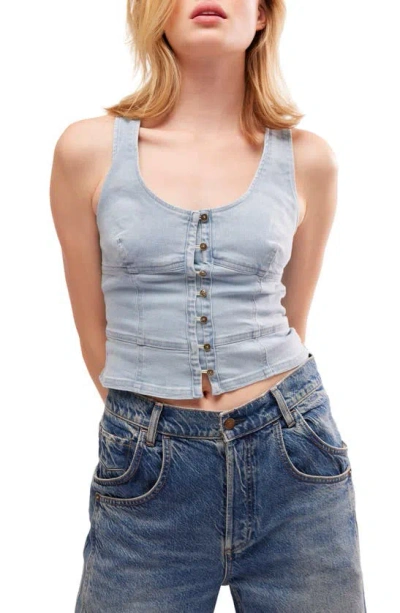 Free People Women's Sally Denim Corset Top In Daylight Sky Combo