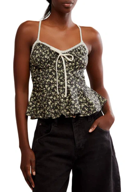 Free People Sammi Floral Camisole In Washed Black Combo