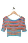 Free People San Lucas Crop Sweater In Assorted Blue