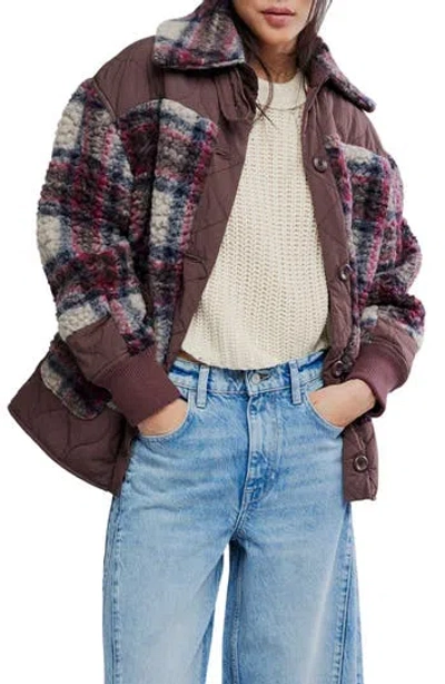 Free People Sana Quilted Bomber Jacket In Pomegranate Combo In Brown