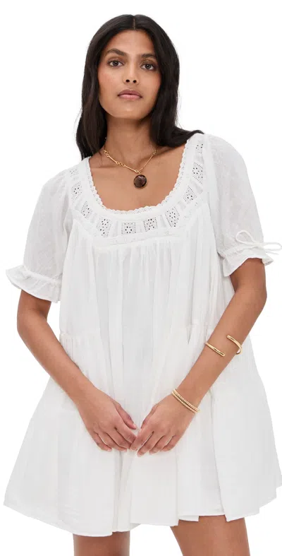 Free People Sandy Shores Cotton Babydoll Minidress In Ivory