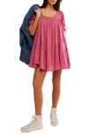 Free People Sandy Shores Cotton Babydoll Minidress In Soothing Petal