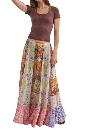 Free People Santa Eulalia Printed Maxi Skirt In Multi Print Combo In Pink