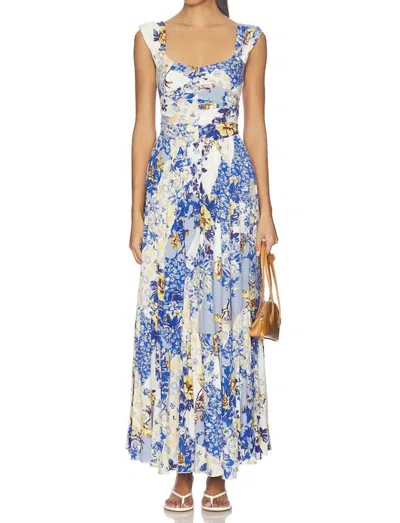 Free People Sasha Maxi Dress In Porcelain Combo In Blue