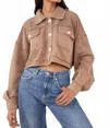 Free People Saturday Shirtlong Sleve Button Front Jacket In Rum Raisin In Brown