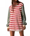 Free People Sawyer Stripe Tee In Kelp In Multi