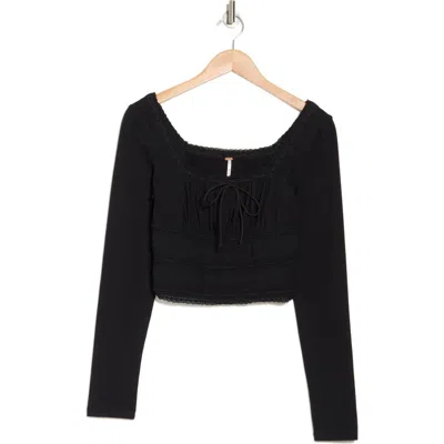 Free People Scarlet Smocked Crop Top In Black
