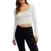 Free People Scarlet Smocked Crop Top In Clean Ivory