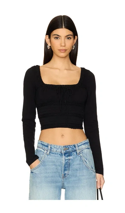 Free People Scarlet Smocked Long Sleeve In 黑色